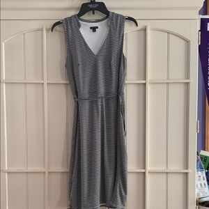 Ann Taylor Black and White Checkered Midi Dress